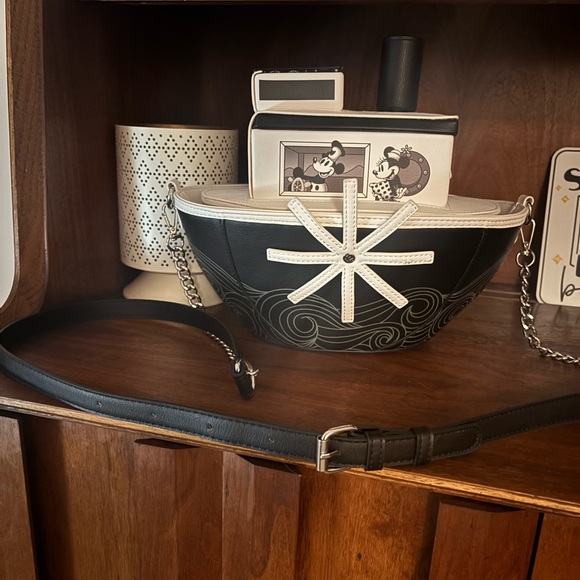 Loungefly Handbags - Loungefly Steamboat Willie Black and White Stitch Shoppe Bag